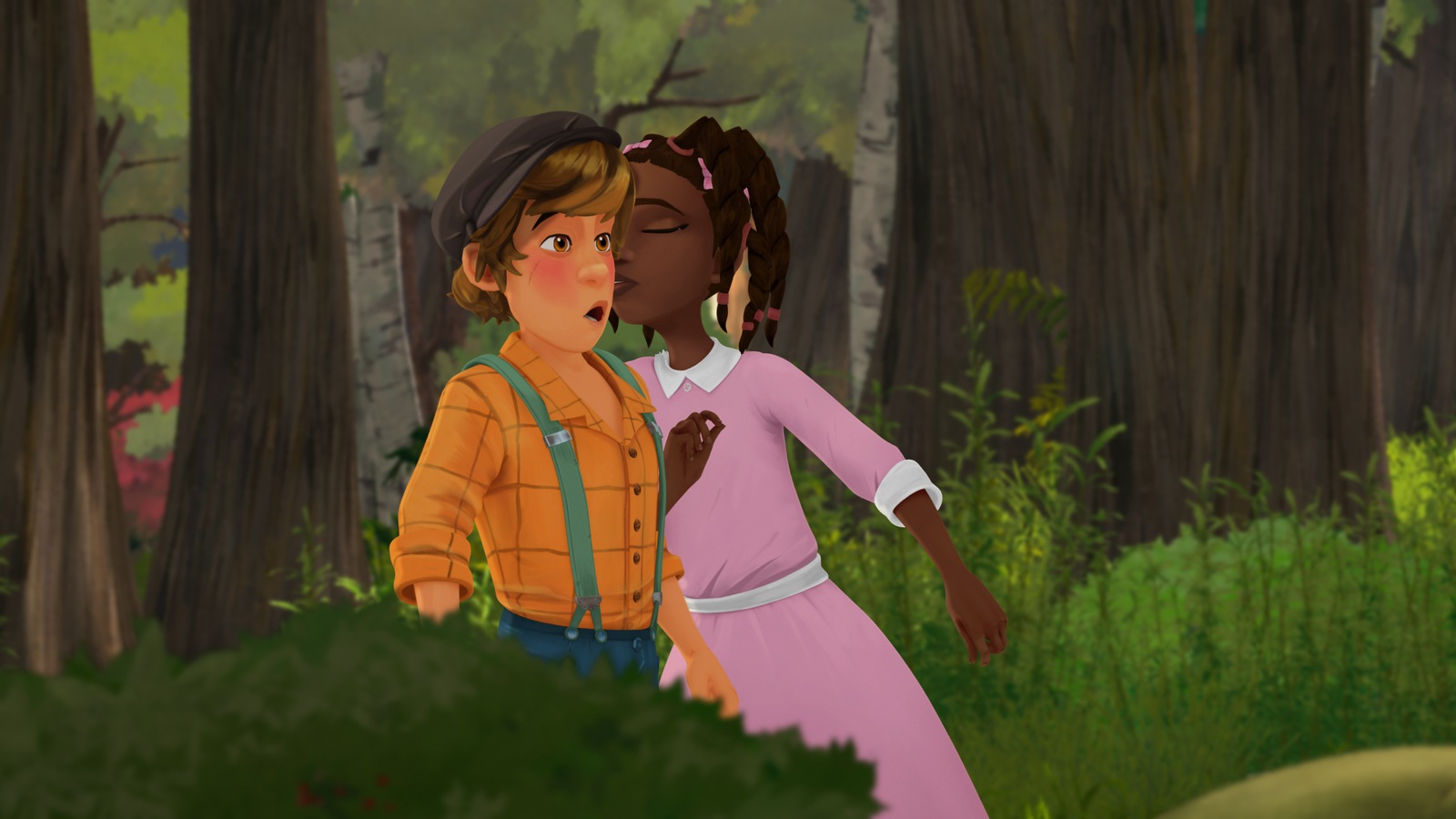 La petite fille fait un bisou sur la joue à Joe, il est gêné La petite fille fait un bisou sur la joue à Joe, il est gêné