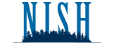 Logo Nish Média en bleu sur fond blanc.