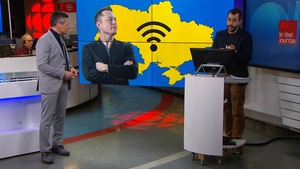 Bruno Savard et Jean-François Blanchet sur le plateau du Téléjournal Québec. 