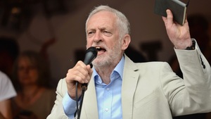 Le chef du Parti travailliste, Jeremy Corbyn, pendant un rassemblement politique le 1er juillet 2017 à Londres
