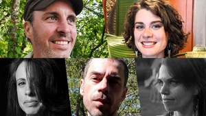 Montage photographique des cinq finalistes du Prix du récit 2023.