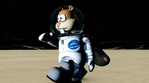 dessin d'un écureuil dans un costume d'astronaute..