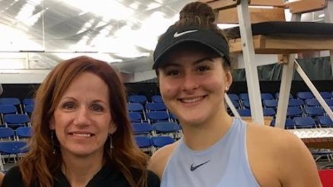 Martine Roy et Bianca Andreescu sur le terrain du Challenger. Martine Roy et Bianca Andreescu sur le terrain du Challenger.