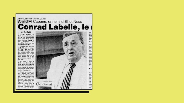 Illustration montrant un article de journal sur Conrad Labelle.