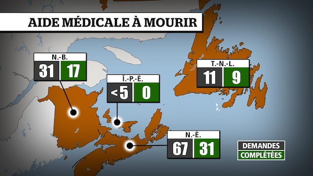 Tableau qui recense les demandes d'aide médicale à mourir en Atlantique, depuis juin dernier. Tableau qui recense les demandes d'aide médicale à mourir en Atlantique, depuis juin dernier.