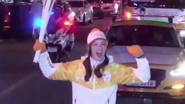 La Rouynorandienne Ariane Desgagné-Leclerc a porté la flamme olympique en Corée du Sud.