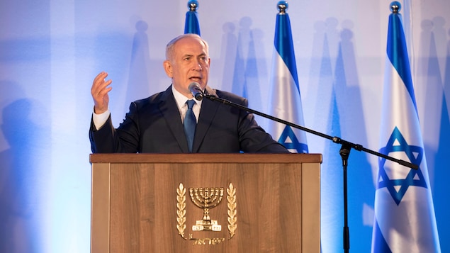 Le premier ministre d'Israël Benyamin Nétanyahou parle devant un micro