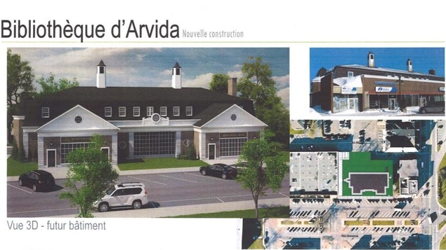 Le croquis de la bibliothèque d'Arvida. Le croquis de la bibliothèque d'Arvida.