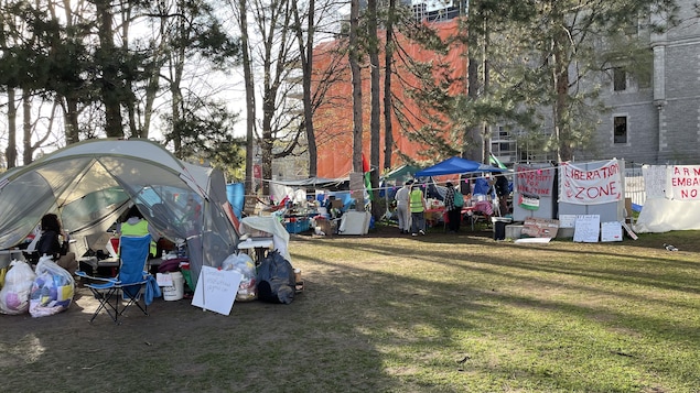Des tentes à l'Université d'Ottawa.
