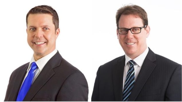 Les candidats à la direction du Parti progressiste-conservateur de l'Île-du-Prince-Édouard, Brad Trivers et James Aylward.