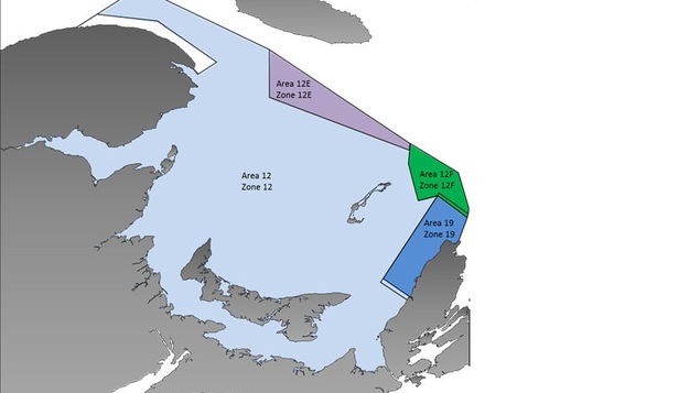 carte de la zone 12 - pêche au crabe des neiges