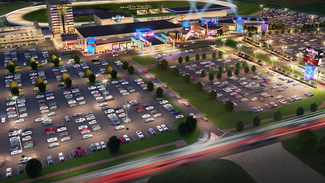 Un dessin d'un casino et d'un grand stationnement Un dessin d'un casino et d'un grand stationnement