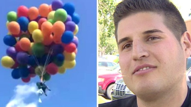 26 000 $ d'amende pour l’homme qui s’est envolé avec des ballons d’hélium. 26 000 $ d'amende pour l’homme qui s’est envolé avec des ballons d’hélium.