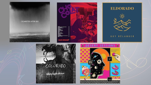 Montage des pochettes des cinq albums.