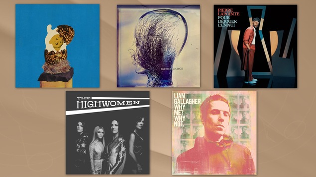 Montage de cinq pochettes d'albums.