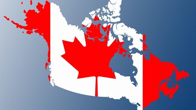 Une carte du Canada avec le drapea