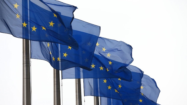 Des drapeaux de l'Union européenne flottent à Bruxelles.
