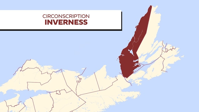 Une carte de la Nouvelle-Écosse illustrant les frontières de la circonscription Une carte de la Nouvelle-Écosse illustrant les frontières de la circonscription