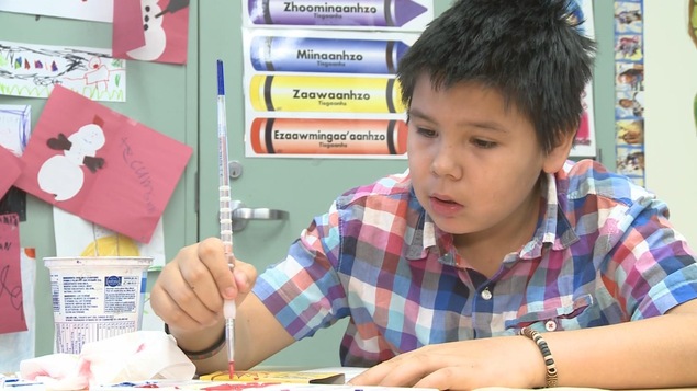 Enfant dans une salle de classe avec des dessins sur les murs. Enfant dans une salle de classe avec des dessins sur les murs.