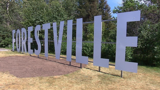 Des lettres géantes forment le mot Forestville à l'entrée de la municipalité.