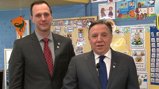 François Legault et Jean-François Roberge en conférence de presse.
