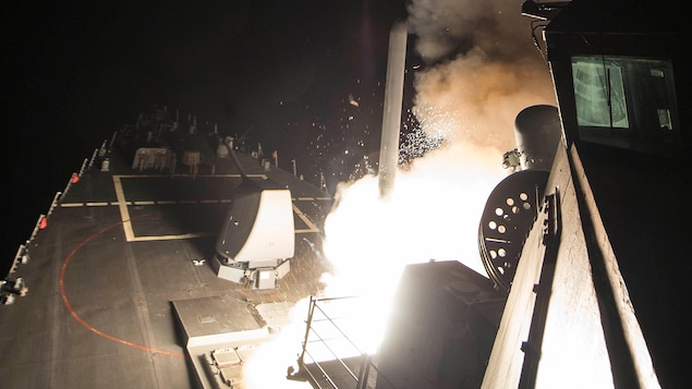 Une missile de croisière de type Tomahawk a été tiré depuis le navire de guerre USS Ross dans l'est de la mer Méditerranée.