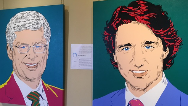 Portraits de Stephen Harper et Justin Trudeau Portraits de Stephen Harper et Justin Trudeau