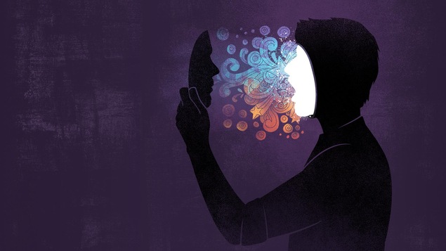 Illustration d'un personnage qui a une illumination après la prise d'un hallucinogène.