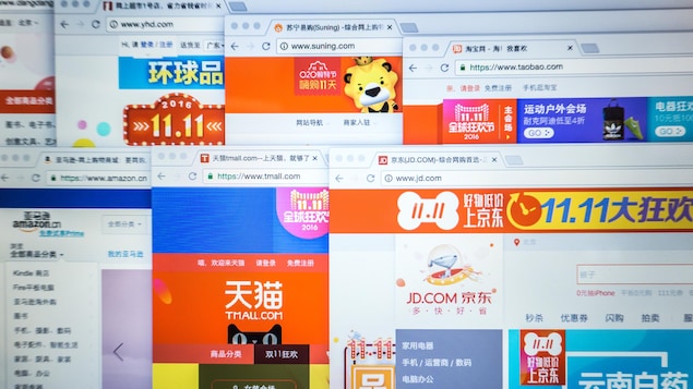 Une capture d'écran montrant plusieurs fenêtres ouvertes sur des sites Internet chinois.