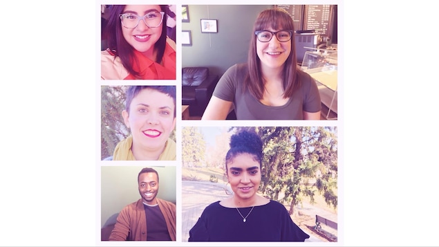 Une photo des cinq participants qui ont partagé leurs opinions sur la diversité dans la communauté fransaskoise