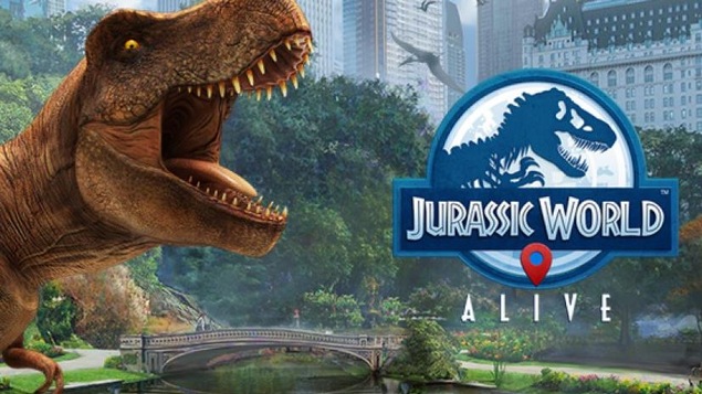 Le logo du jeu avec un tyrannosaure
