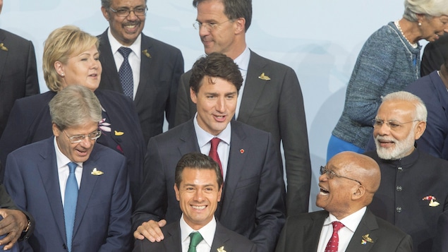 Le premier ministre du Canada Justin Trudeau lors de la photo officielle du Sommet du G20 à Hambourg en Allemagne.