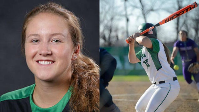 Mary Martin, receveuse pour les Fighting Hawks de l'Université du Dakota du Nord Mary Martin, receveuse pour les Fighting Hawks de l'Université du Dakota du Nord