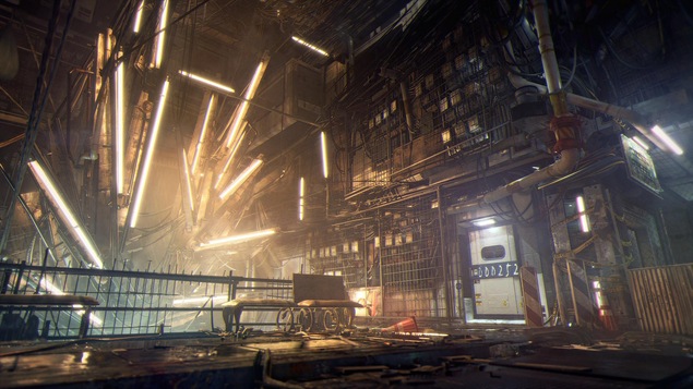 Scène du secteur du village Golem du jeu Deus Ex : Mankind Divided Scène du secteur du village Golem du jeu Deus Ex : Mankind Divided