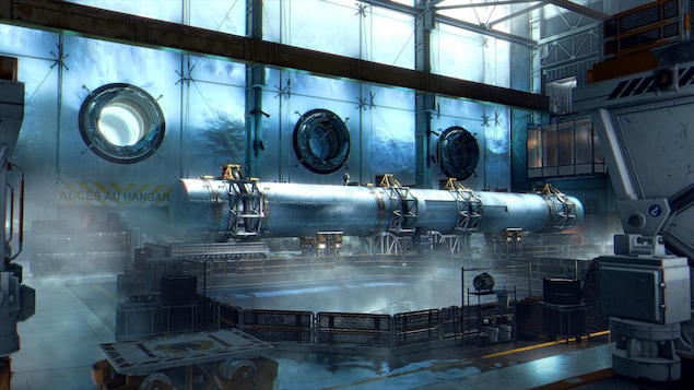 L’une des scènes de la base des Alpes suisses du jeu Deus Ex : Mankind Divided L’une des scènes de la base des Alpes suisses du jeu Deus Ex : Mankind Divided
