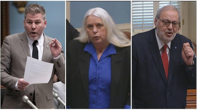 Les chefs des trois partis d’opposition: Pascal Bérubé, Manon Massé et Pierre Arcand