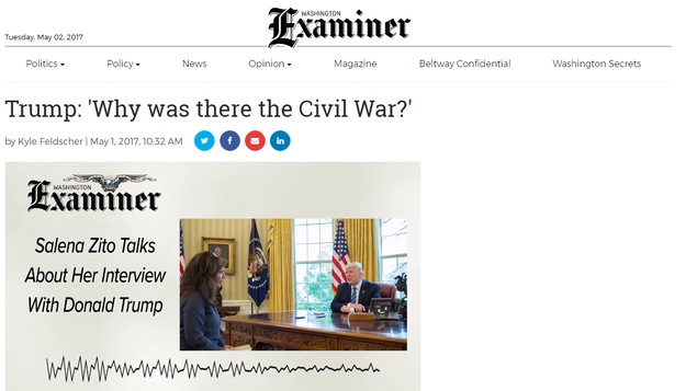 En-tête de la page de l'entrevue que Donald Trump a accordée au Washington Examiner