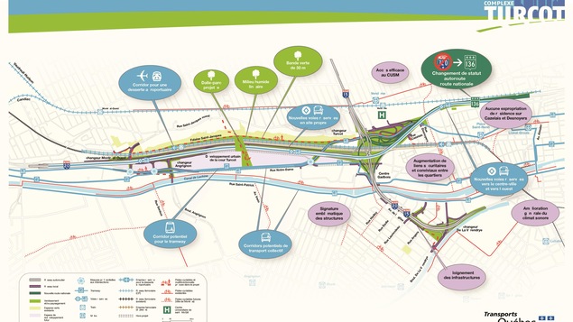 La dalle est bien visible sur ce plan du Ministère des Transports du Québec dévoilé en 2010. La dalle est bien visible sur ce plan du Ministère des Transports du Québec dévoilé en 2010.