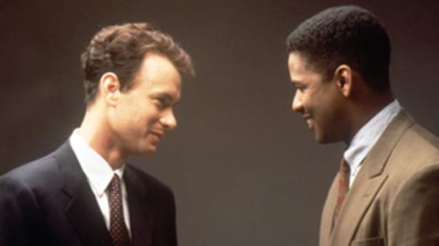 Tom Hanks et Denzel Washington dans « Philadelphia ». Tom Hanks et Denzel Washington dans « Philadelphia ».