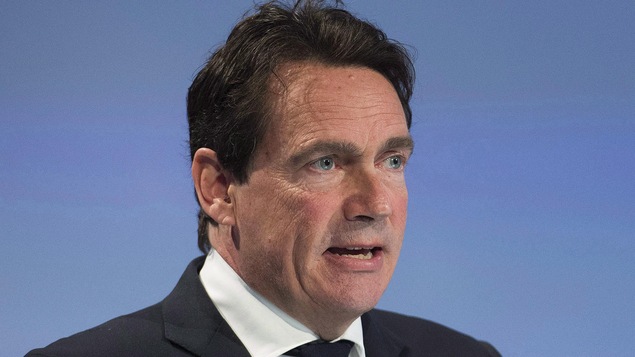 Pierre Karl Péladeau lors d'une assemblée générale de Québecor, en mai 2017.