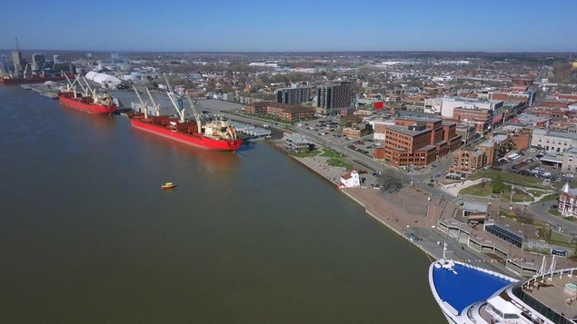Vue aérienne du port de Trois-Rivières