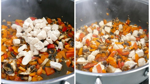 Poulet et légumes. Poulet et légumes.