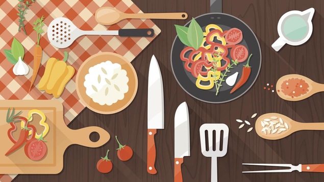 Illustration de la préparation d'un plat à base de légumes
