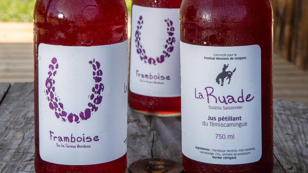 Des bouteilles de jus pétillant.