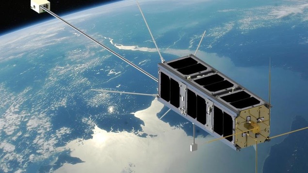 Reproduction du satellite qui sera lancé par des étudiants de l'Université de l'Alberta. Reproduction du satellite qui sera lancé par des étudiants de l'Université de l'Alberta.