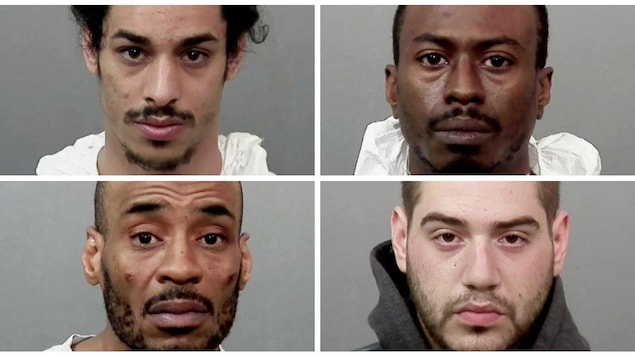 Le Service de police de la Ville de Montréal a mis la main sur Yossi Avadov, 23 ans, Clayton Roach, 38 ans, Vincent Parent-Lévesque, 23 ans, et James Craigwell, 43 ans. Le Service de police de la Ville de Montréal a mis la main sur Yossi Avadov, 23 ans, Clayton Roach, 38 ans, Vincent Parent-Lévesque, 23 ans, et James Craigwell, 43 ans.