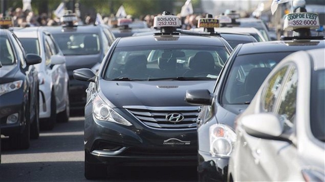 Un rassemblement de chauffeurs de taxi à Montréal