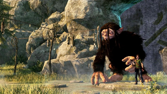 Le Bigfoot et le jeune héro sont devant une grotte et on peut lire sur leur visage la crainte d'être retrouvés par les chasseurs. Le Bigfoot et le jeune héro sont devant une grotte et on peut lire sur leur visage la crainte d'être retrouvés par les chasseurs.