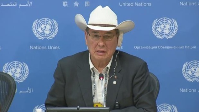L'avocat cri et ancien chef Willie Littlechild à la 16e session de l'Instance permanente de l'ONU sur les questions autochtones L'avocat cri et ancien chef Willie Littlechild à la 16e session de l'Instance permanente de l'ONU sur les questions autochtones