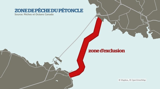 La zone d'exclusion relie le Nouveau-Brunswick à l'Île-du-Prince-Édouard, dans la zone de pêche 22. La zone d'exclusion relie le Nouveau-Brunswick à l'Île-du-Prince-Édouard, dans la zone de pêche 22.